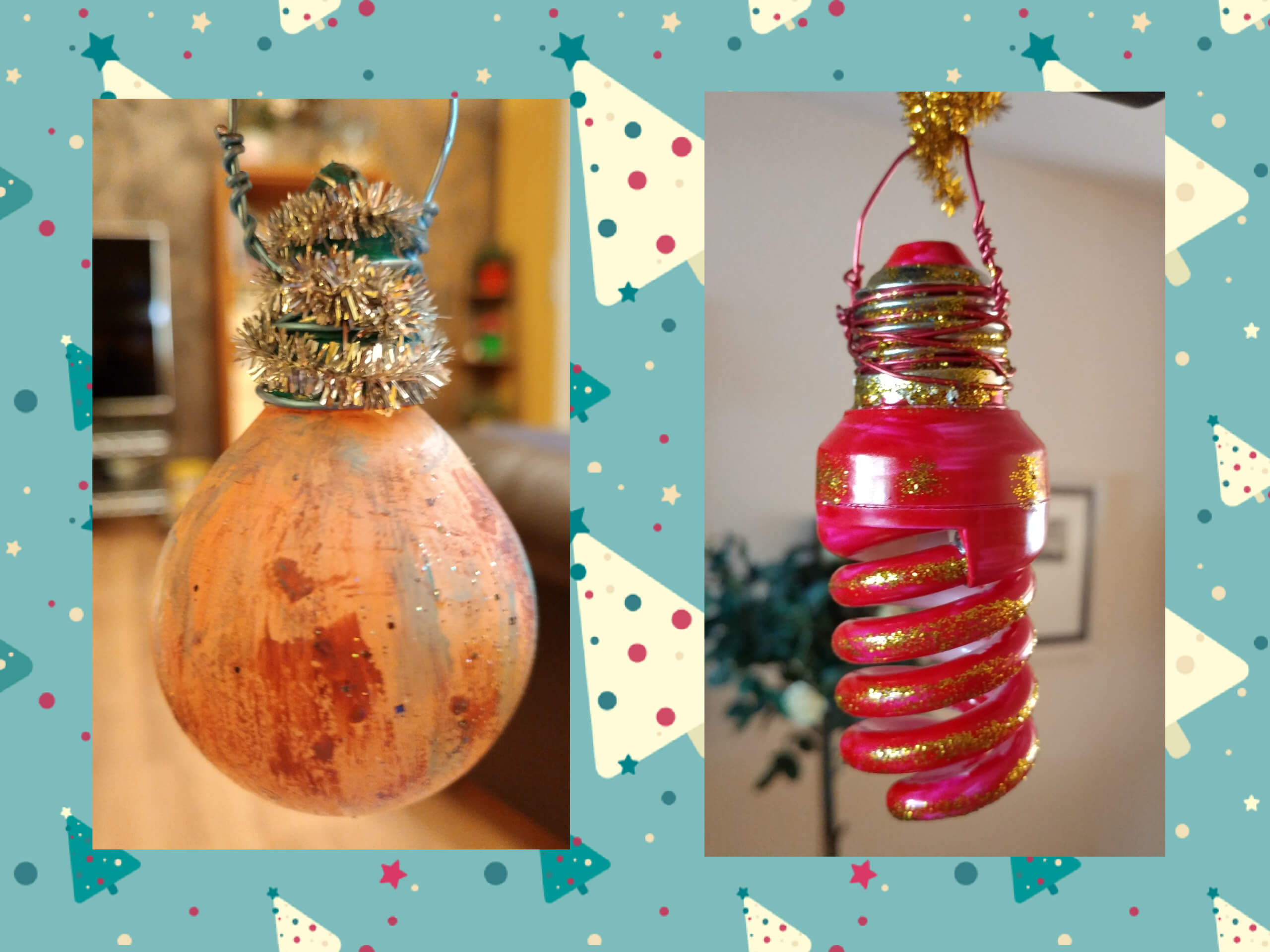 Bombetes reciclades com a guarniment de l'arbre de Nadal